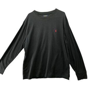 Polo Ralph Lauren Black Waffle Knit Long Sleeve T Shirt‎ Mens 2XL Red Pony